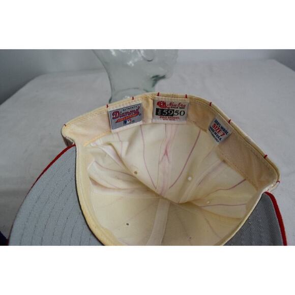 Vintage Cincinnati Reds New Era Pro Model Pinstripe Hat Cap 100% Wool Size 7 - Picture 5 of 5